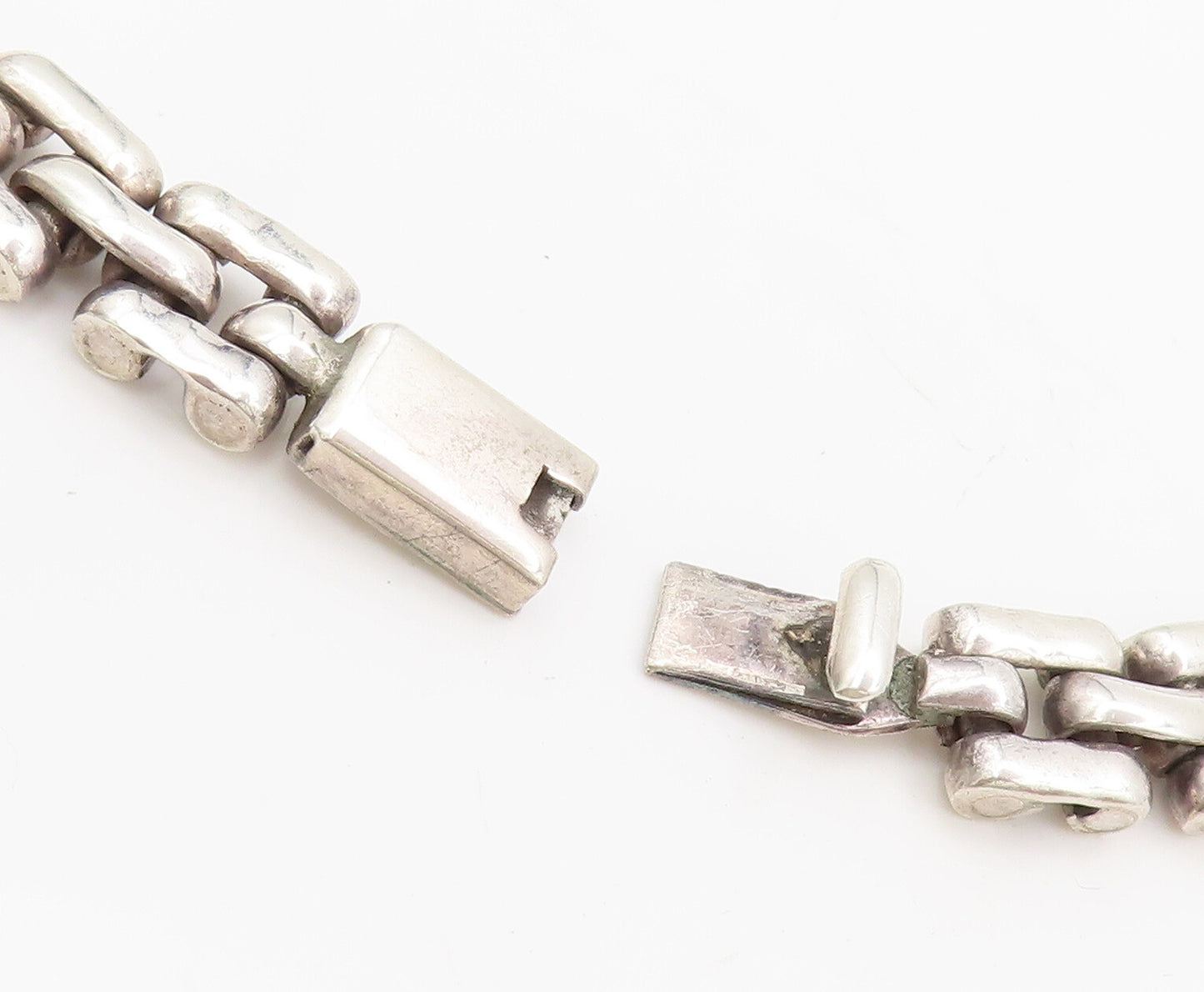 MEXICO 925 Sterling Silver Vintage Necklace Link Chain Onyx Heavy NE4206