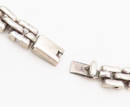 MEXICO 925 Sterling Silver Vintage Necklace Link Chain Onyx Heavy NE4206