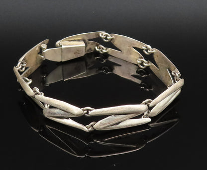 SIGI TAXCO 925 Silver  Vintage Minimalist Z Pattern Link Bracelet  BT9633