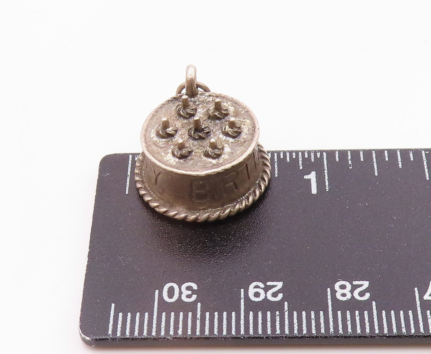 DANECRAFT 925 Sterling Silver  Vintage Happy Birthday Cake Pendant  PT17721