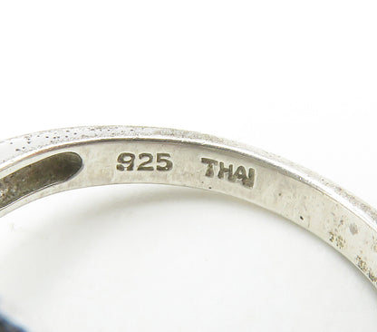 925 Sterling Silver  Shiny Genuine Diamonds Oval Cocktail Ring Sz 7  RG15448