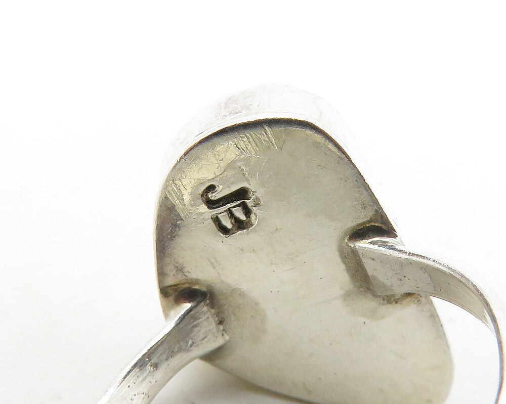 JENNIFER BEGAY NAVAJO 925 Silver  Vintage Agate Cocktail Ring Sz 7  RG17396