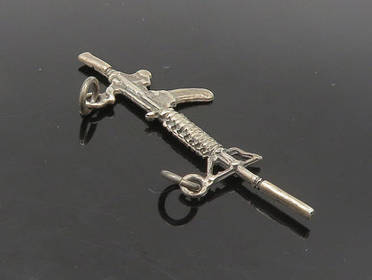 925 Sterling Silver  Vintage Machine Gun Dark Tone Pendant  PT19641