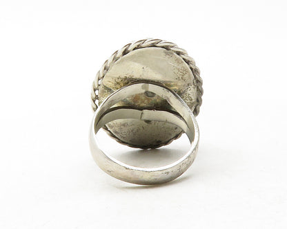 925 Sterling Silver  Vintage Tiger's Eye Serrated Cocktail Ring Sz 9  RG12590