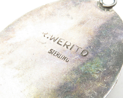 RICK WERITO NAVAJO 925 Silver   Vintage Cabochon Red Jasper Pendant  PT13811