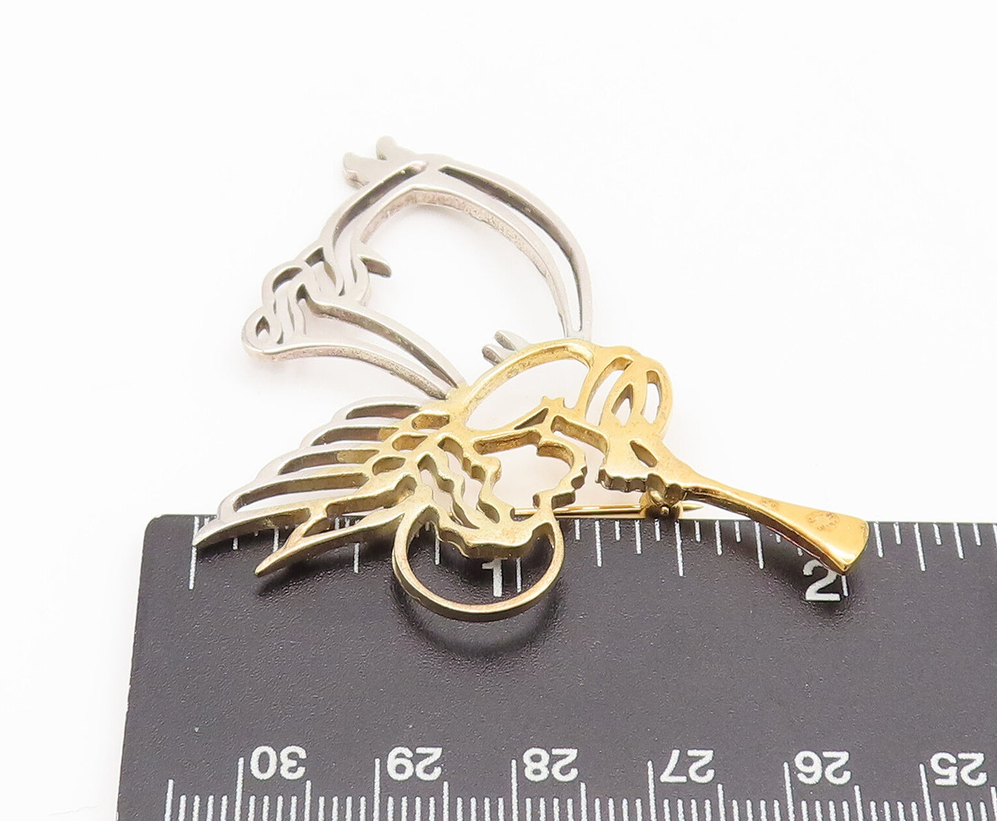 925 Sterling Silver  Vintage Flying Angle Playing Music Brooch Pin  BP10430