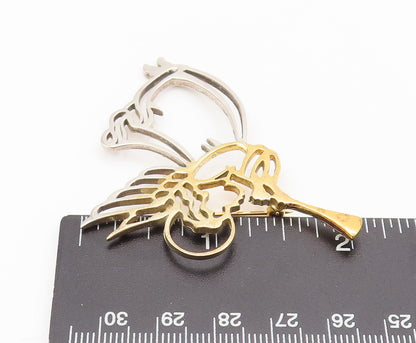 925 Sterling Silver  Vintage Flying Angle Playing Music Brooch Pin  BP10430