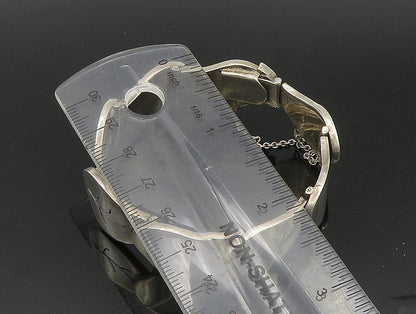 DESIGNER 925 Sterling Silver Vintage Carved Leaf Pattern Link Bracelet BT9445