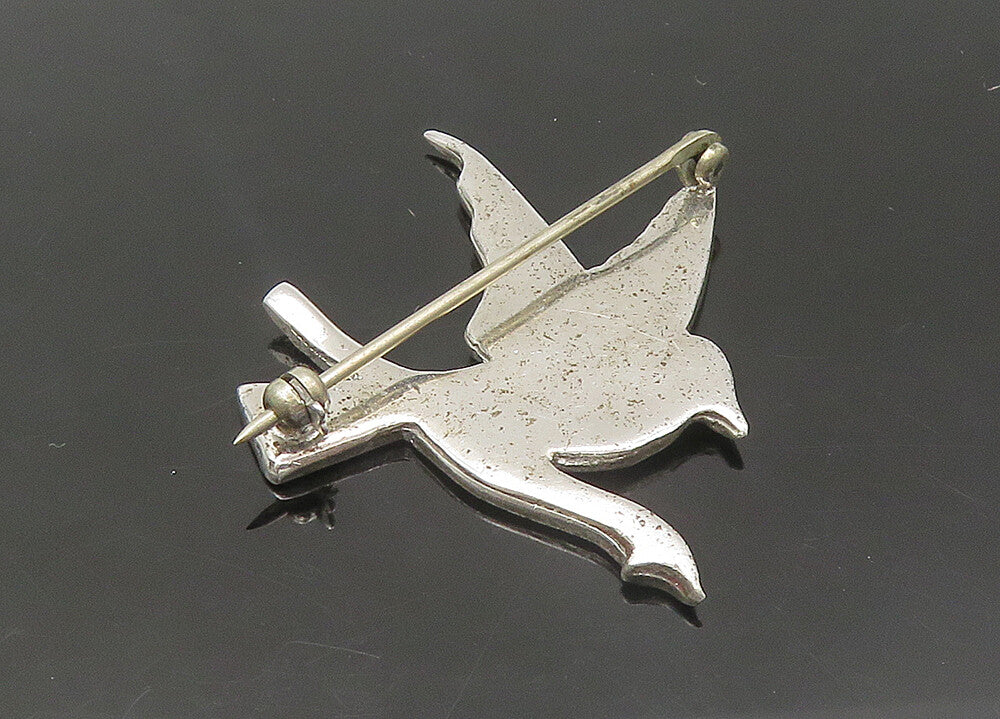 925 Sterling Silver  Vintage Sparkling Hummingbird On Branch Brooch Pin BP8722