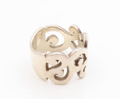 925 Sterling Silver Vintage Ring Modernist Open Scrollwork Band  Sz 9  RG36100