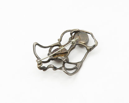 JUDITH WRIGHT 925  Silver  Vintage Agate Modernist Design Brooch Pin  BP6971