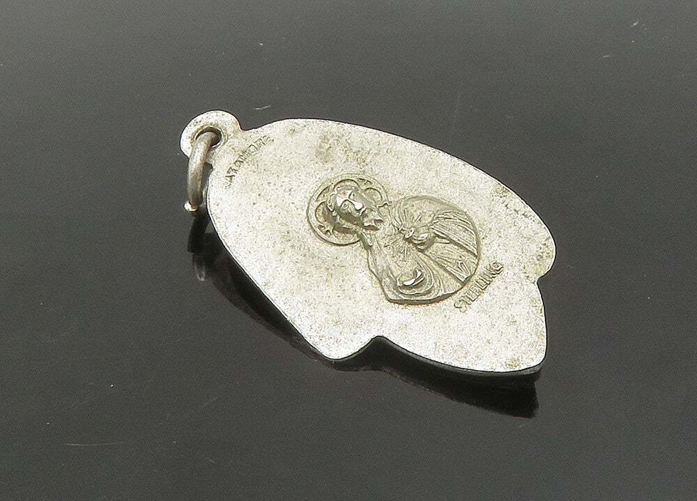 925 Sterling Silver  Vintage Virgin Mary & Child Shiny Pendant  PT17570