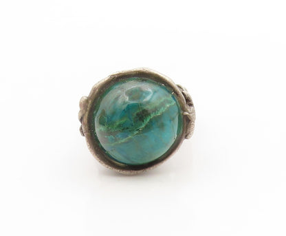 925 Sterling Silver Vintage Ring POLAND Cabochon Turquoise Dome  Sz 7  RG34750