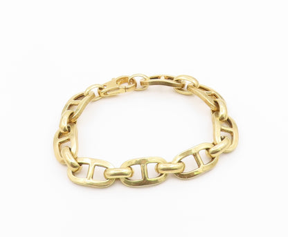 925 Sterling Silver Vintage Bracelet Gold Plated Mariner Anchor Link  BT12196