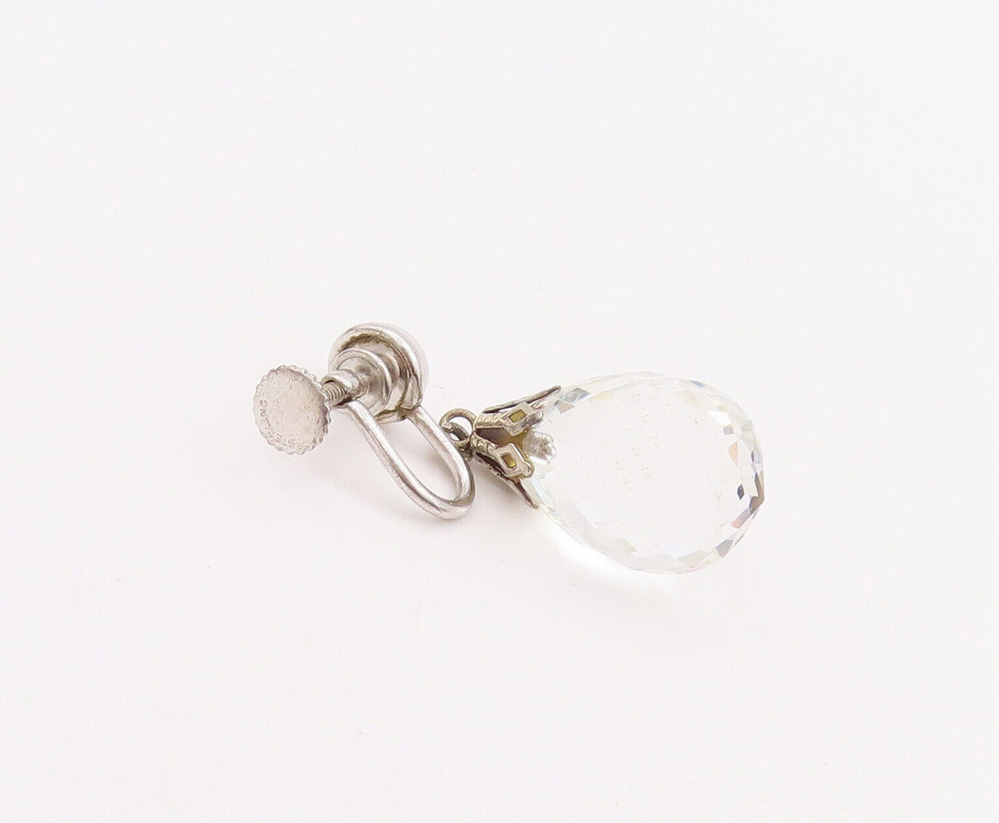 925 Sterling Silver Vintage Earrings Modernist Water Drop Cut CZ  EG13057