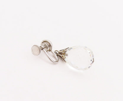 925 Sterling Silver Vintage Earrings Modernist Water Drop Cut CZ  EG13057