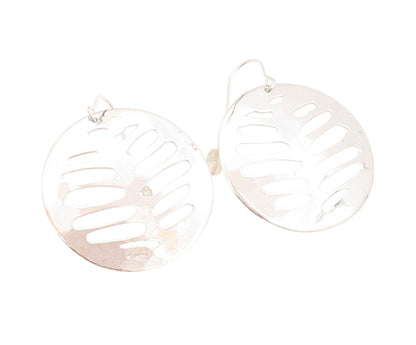 925 Sterling Silver Vintage Earrings RLM Modernist Ribbed Round Disk  EG13516
