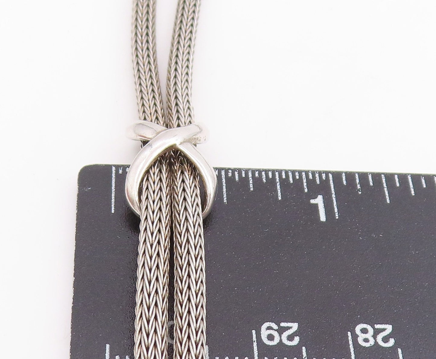 925 Sterling Silver Vintage Necklace Woven Infinity Knot Mesh Choker  NE4792
