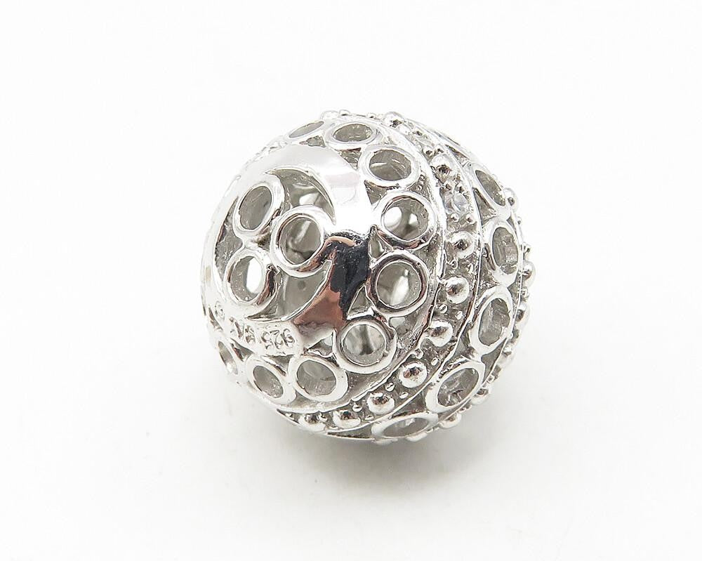 925 Sterling Silver  Shiny Topaz Accent Circle Pattern Sphere Pendant  PT8977