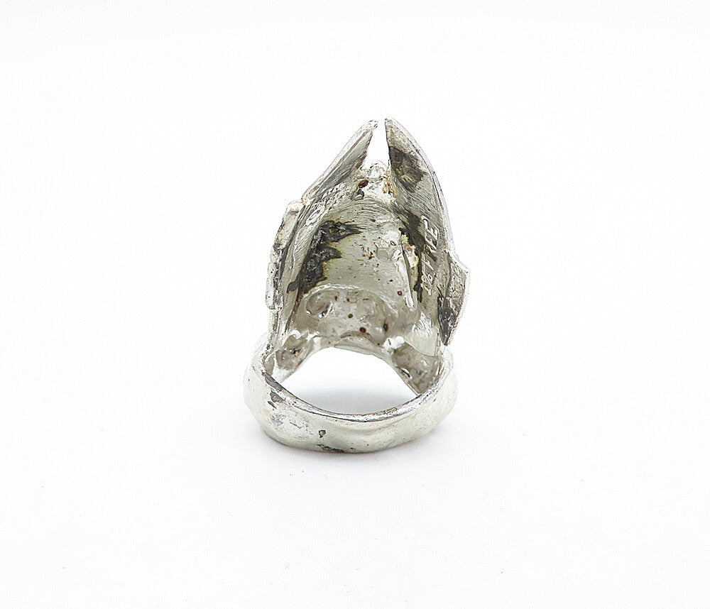 925 Sterling Silver  Vintage Sculpted Animal Skull Statement Ring Sz 7  RG6888