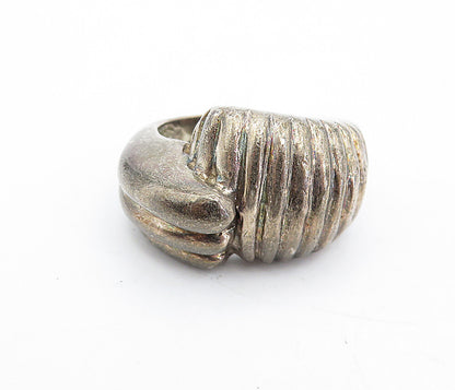 925 Sterling Silver  Vintage Modernist Dark Tone Large Band Ring Sz 10  RG5447