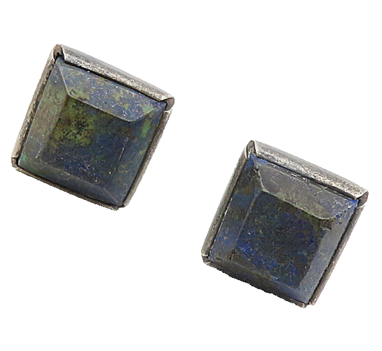 925 Sterling Silver  Vintage Sodalite Oxidized Square Cuff Links  TR1552