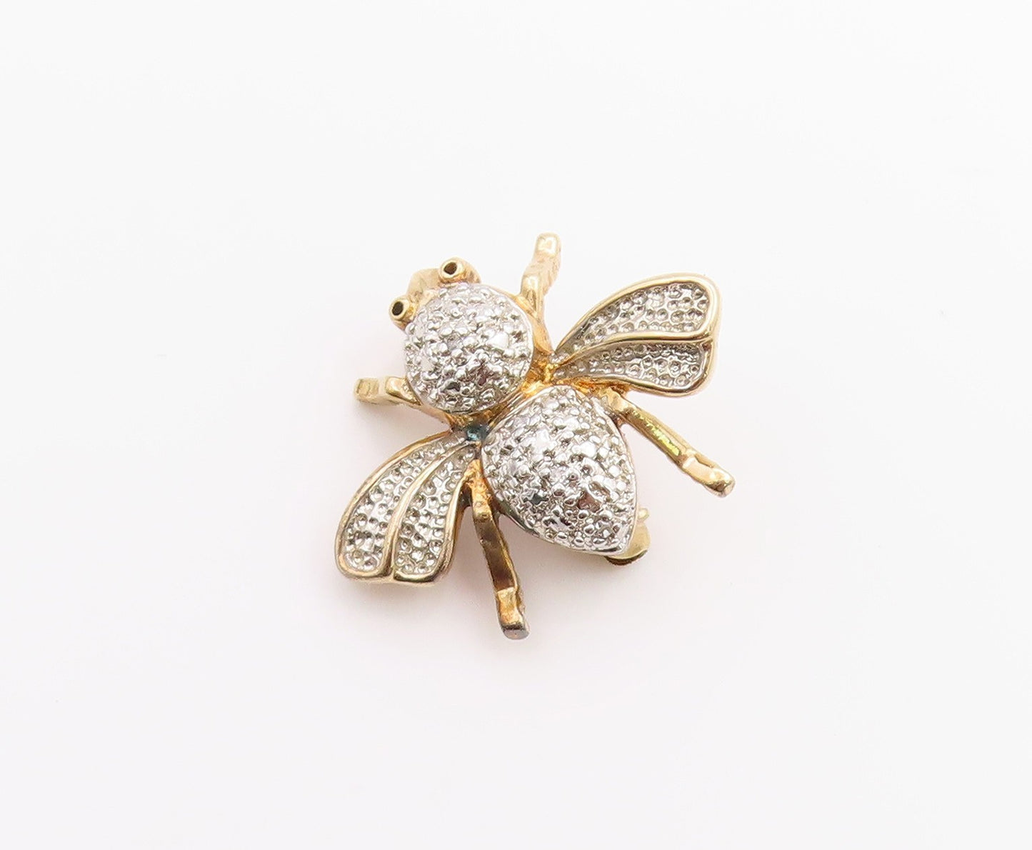 925 Sterling Silver Vintage Brooch Gold Plated CZ Honey Bee  BP11702