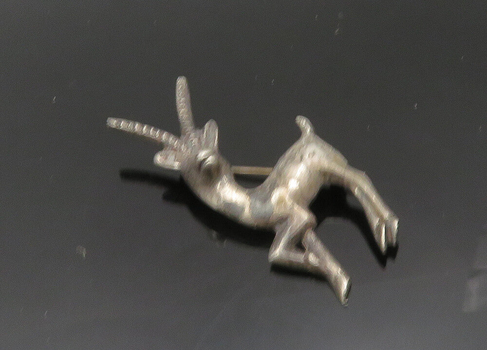 MEXICO 925 Sterling Silver  Vintage Antique Gazelle Animal Brooch Pin  BP8079
