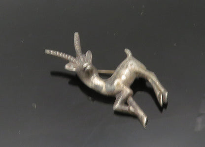 MEXICO 925 Sterling Silver  Vintage Antique Gazelle Animal Brooch Pin  BP8079