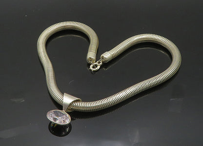 925 Sterling Silver  Vintage Shiny Cubic Zirconia Snake Chain Necklace  NE3375