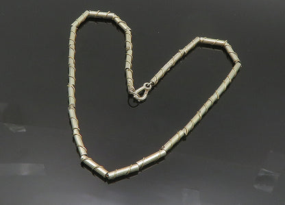 925 Sterling Silver & 14K GOLD  Vintage Wrapped Bar Link Chain Necklace NE3343