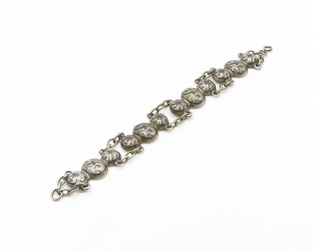 925 Sterling Silver Vintage Bracelet EAST EUROPE Antique Floral Cuff  BT12088