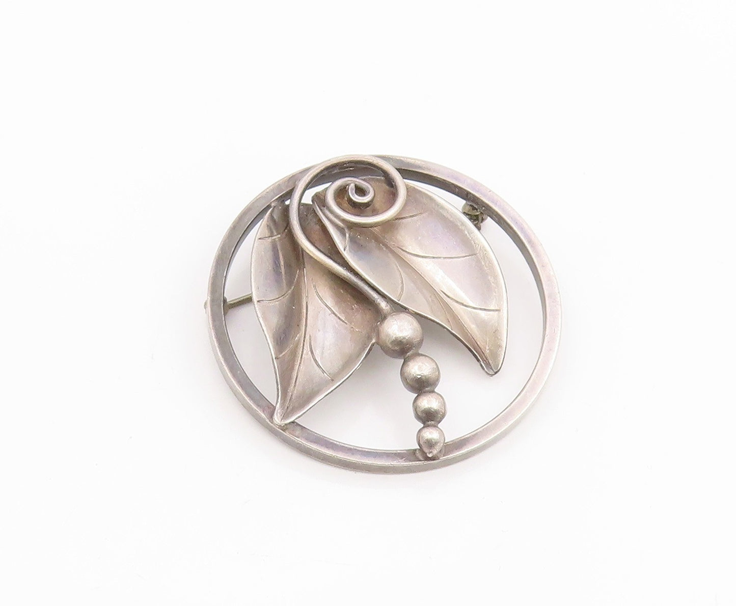 925 Sterling Silver Vintage Brooch Pin LA PAGLIA Classic Leaf & Berries  BP12396