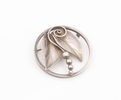 925 Sterling Silver Vintage Brooch Pin LA PAGLIA Classic Leaf & Berries  BP12396