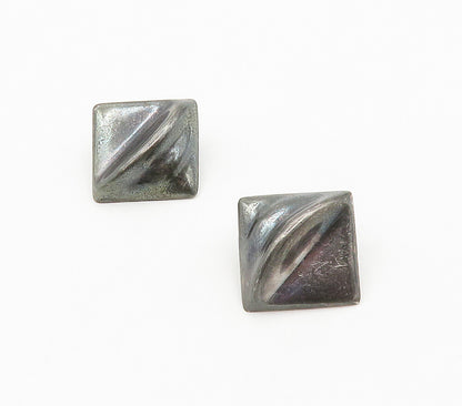 MEXICO 925 Sterling Silver  Vintage Dark Tone Square Drop Earrings  EG8061