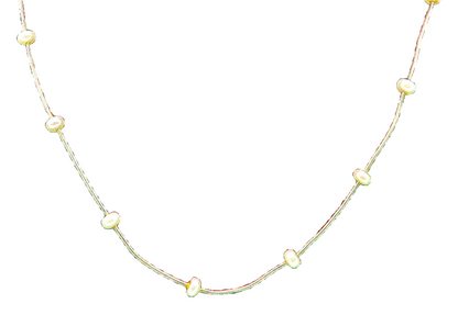 925 Sterling Silver  Vintage Petite Pearls Beaded Snake Chain Necklace  NE1713