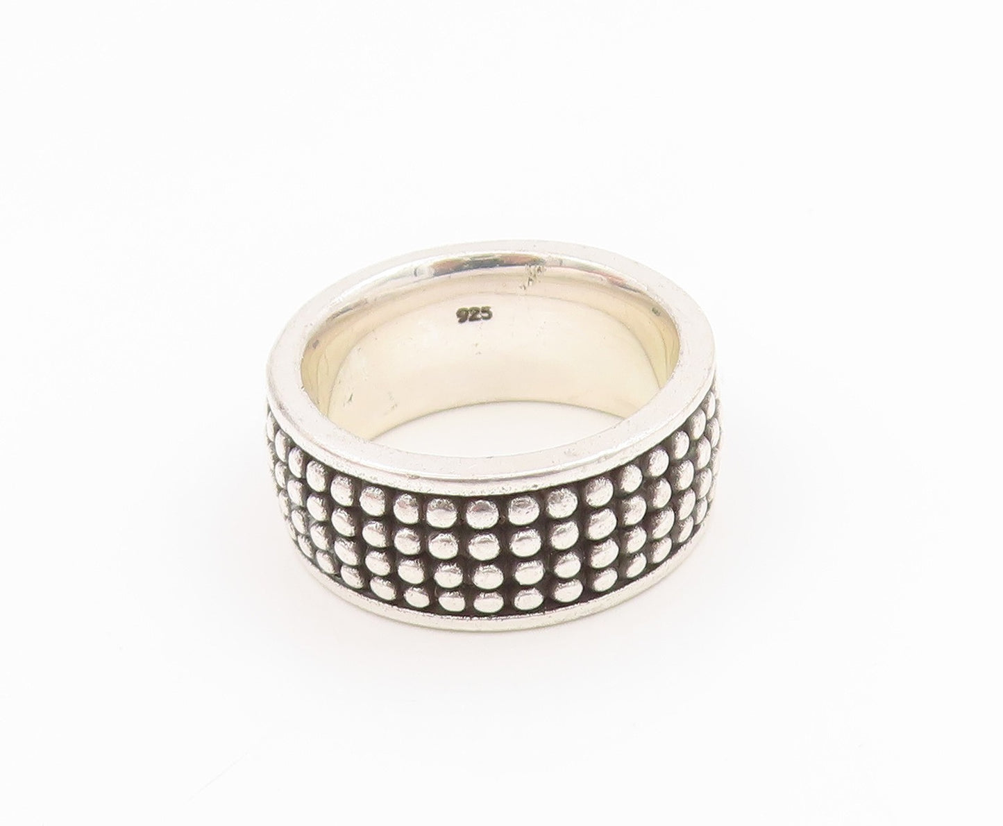 925 Sterling Silver Vintage Ring Chunky Multi Row Beaded Wide Band Sz 7 RG34654