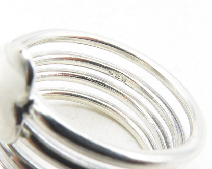 925 Sterling Silver  Shiny Polished Love Heart Bypass Band Ring Sz 10  RG9563