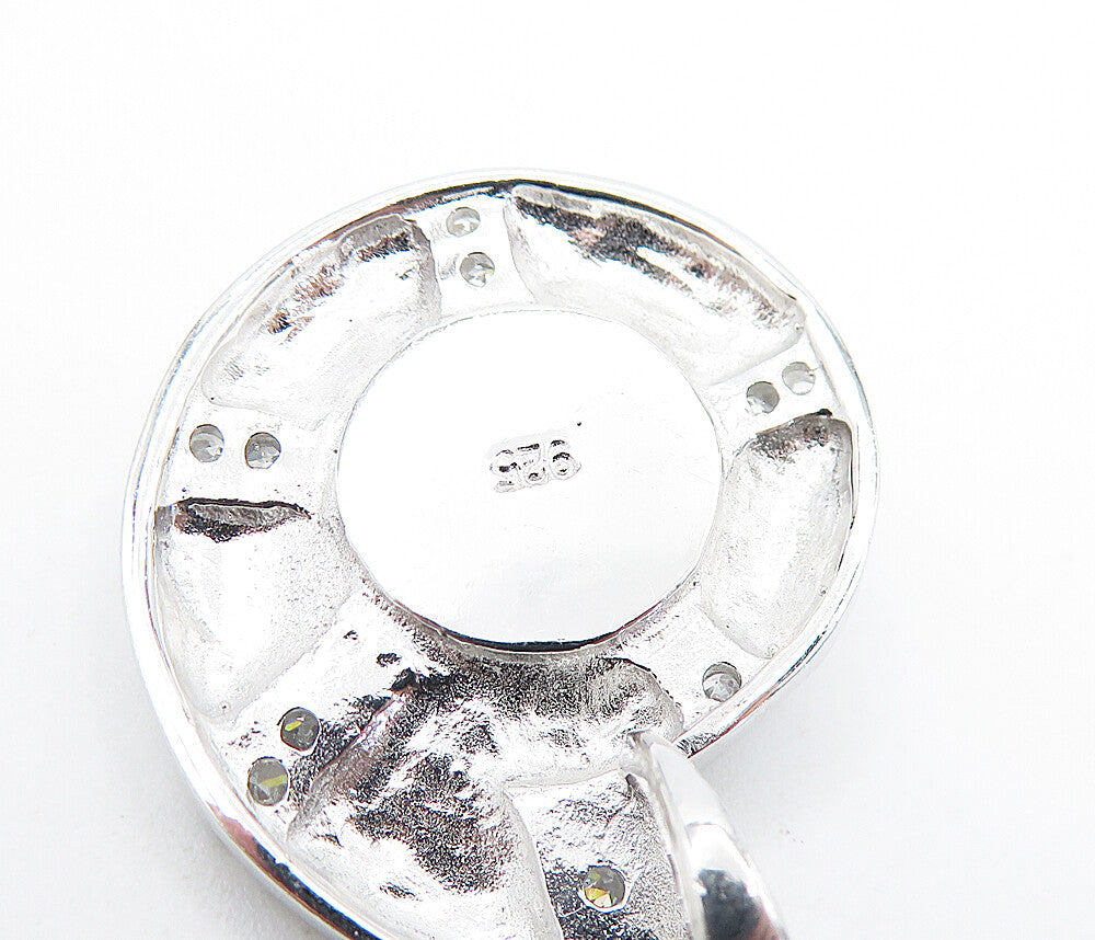 925 Sterling Silver  Sparkling Cubic Zirconia Evil Eye Swirl Pendant  PT5835