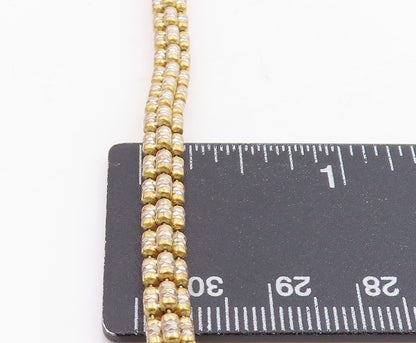 925 Sterling Silver Vintage Bracelet Two Tone Weave Link Design Chain  BT11455