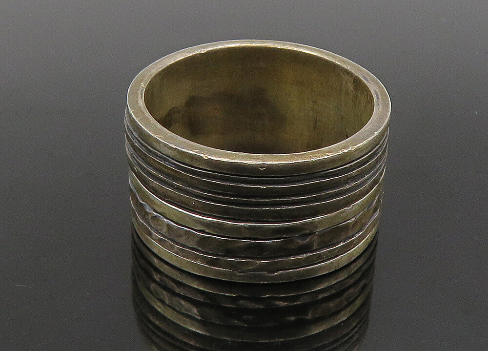 GEOART 925 Sterling Silver   Vintage Shiny Hammered Spinner Ring Sz 6  RG23037