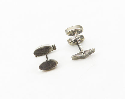 925 Sterling Silver  Vintage Dark Tone Etched Modernist Cufflinks  TR2433