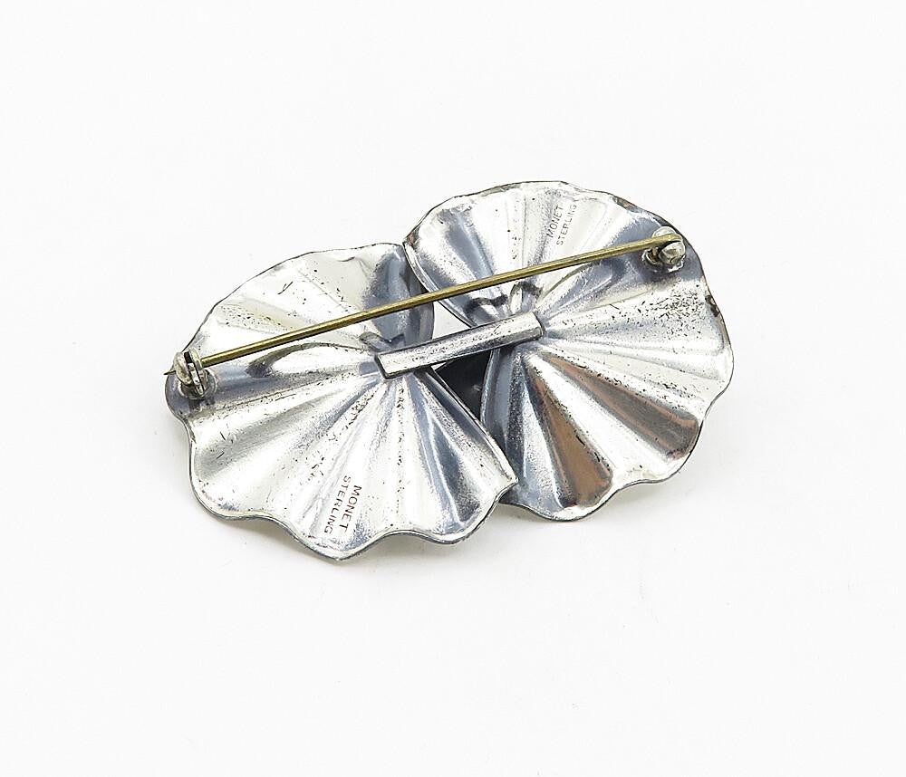MONET 925 Sterling Silver  Vintage Shiny Modernist Design Brooch Pin  BP3200
