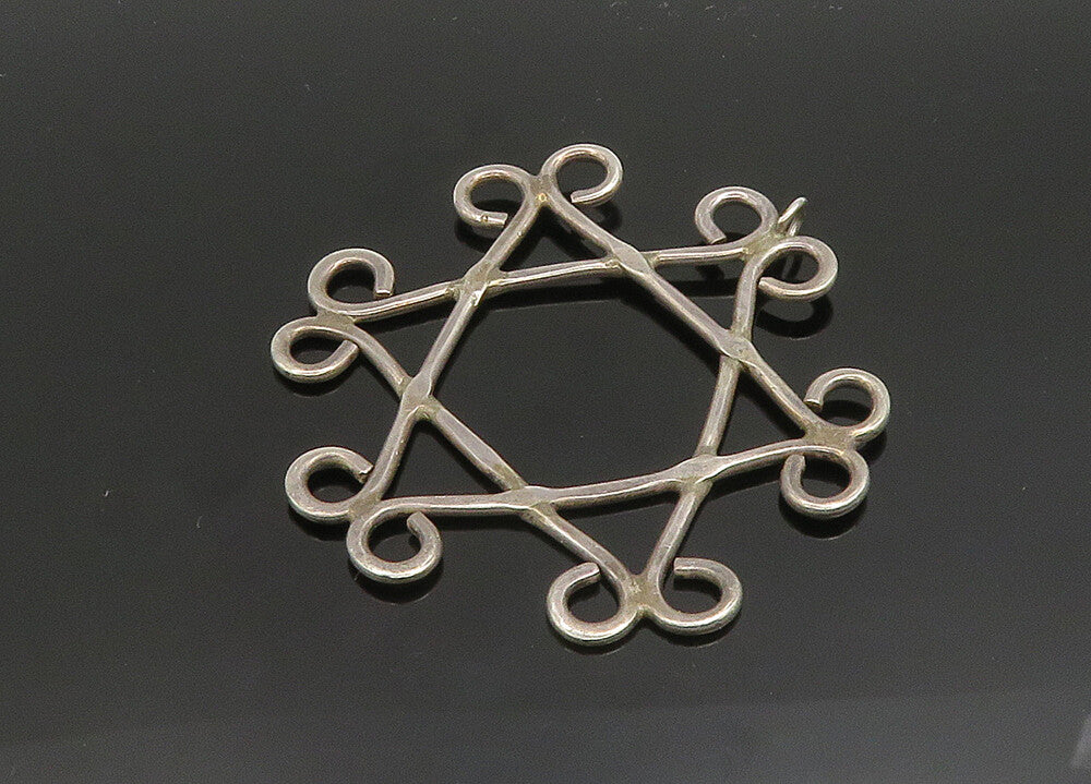 925 Sterling Silver  Vintage Dark Tone Open Design Drop Pendant  PT15763