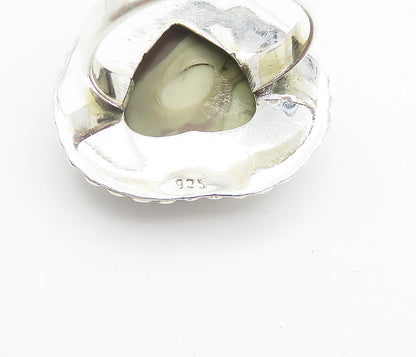 925 Sterling Silver  Love Heart Shaped Jasper Cocktail Ring Sz 10  RG8425