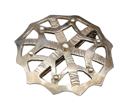925 Sterling Silver  Vintage Openwork Beaded Web Motif Brooch Pin  BP9827