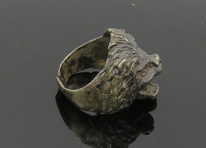 925 Sterling Silver  Vintage Oxidized Lion's Head Band Ring Sz 6.5  RG20219