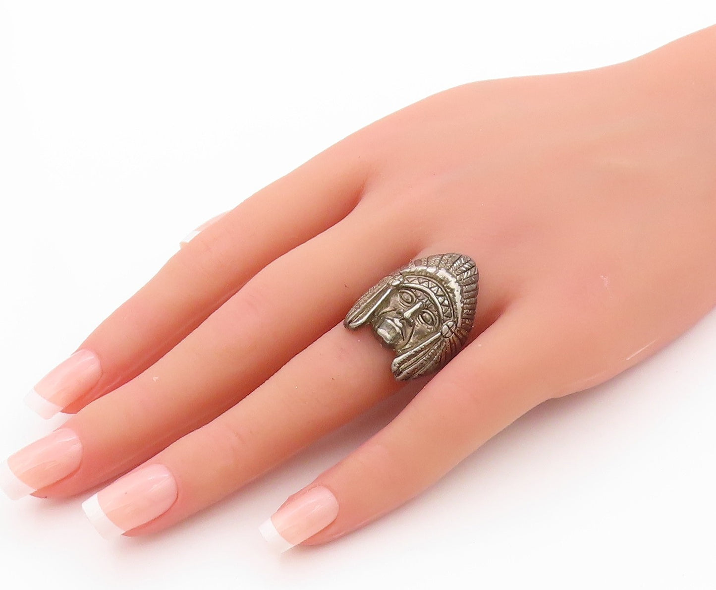 925 Sterling Silver Vintage Ring G&S Native American Warrior  Sz 7  RG32457