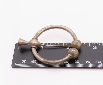 925 Sterling Silver Vintage Key Chain Antique Dark Tone Roman Penannular  TR3935