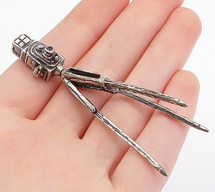 925 Sterling Silver Vintage Antique Old Fashioned Camera Trinket TR1094